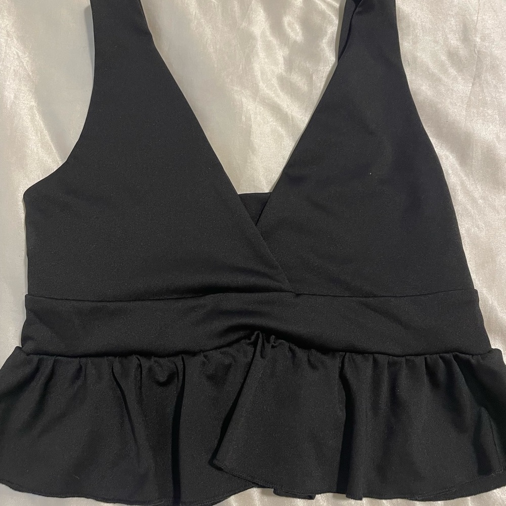Black v peplum top